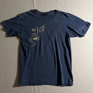 Volcom Mens Graphic T-Shirt Navy Blue Short Sleeve Skater Surf Tee Size M